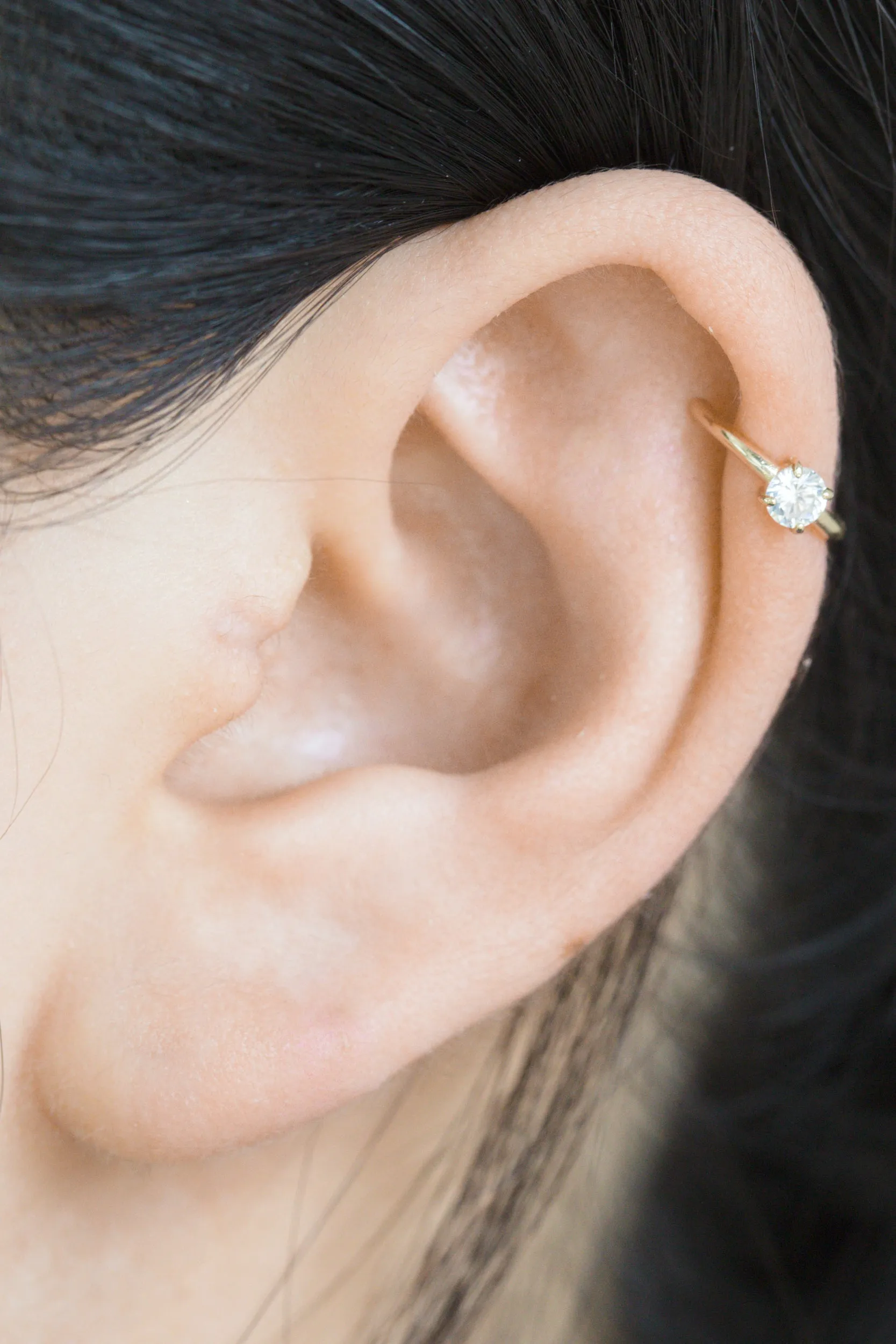 14K Gold 3.5 Cz Inner Conch Ear Cuff  Non Pierced Ear Cuff Earring