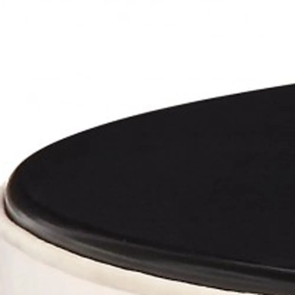 19 Black And Cream Solid Wood Round End Table