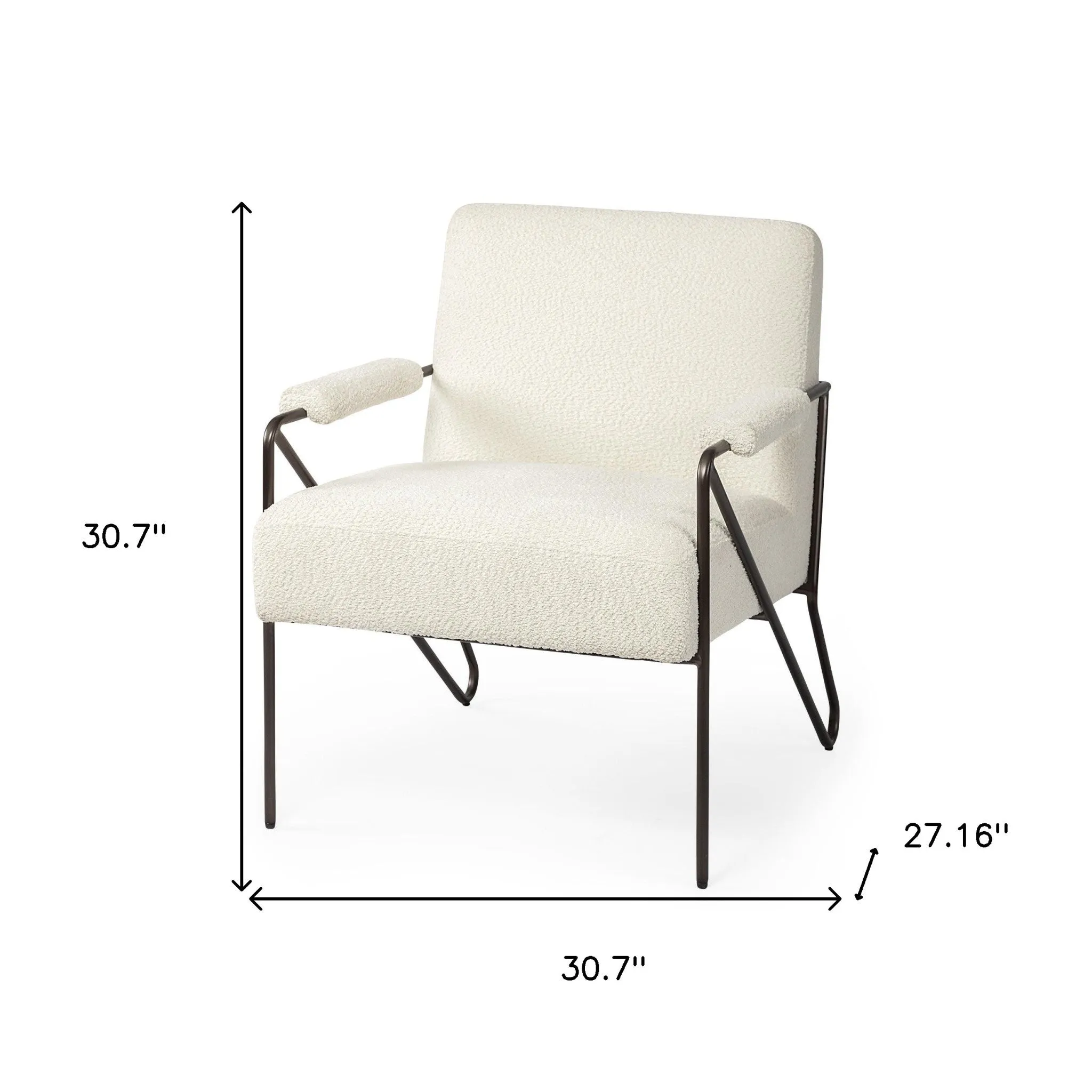 31 Off White And Brown Cotton Blend Arm Chair