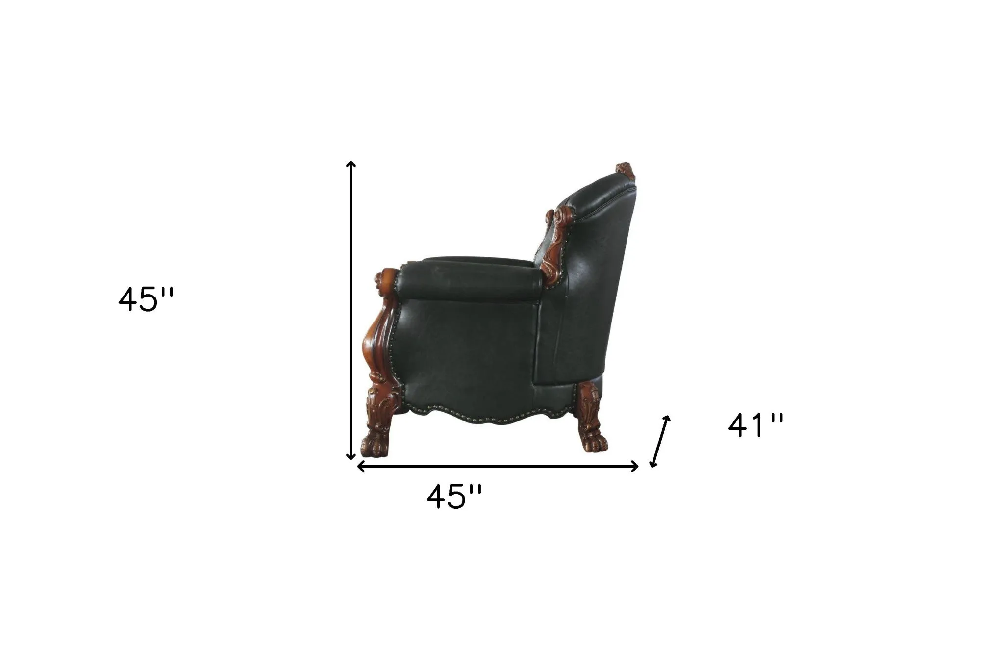 45 Cherry Oak Faux Leather Arm Chair