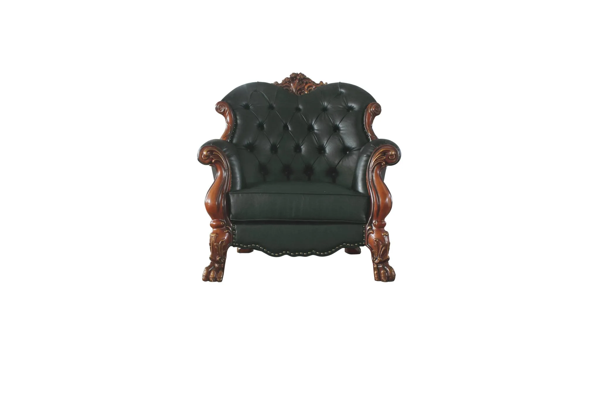 45 Cherry Oak Faux Leather Arm Chair