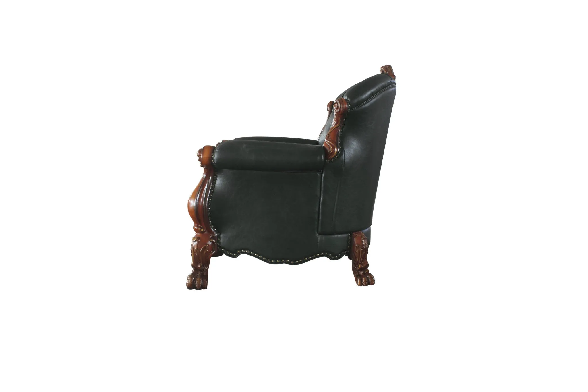 45 Cherry Oak Faux Leather Arm Chair