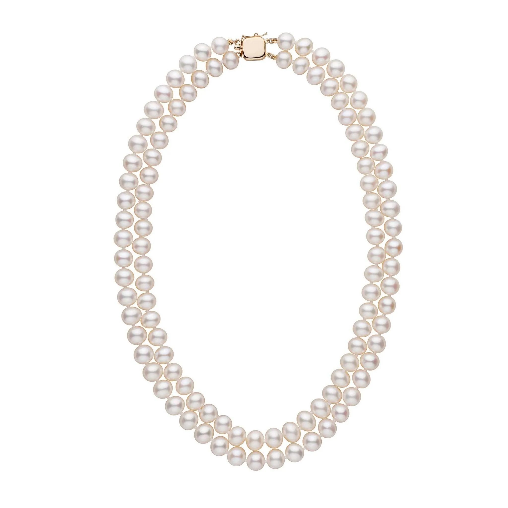 7.5-8.0 mm Double Strand AA  White Freshwater Pearl Necklace