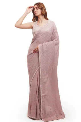 90Z979-RO Lavender Chikan Saree with Saree Blouse