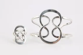 925 Silver Cuff Bracelet & Ring Set Size 7(60.22g.)