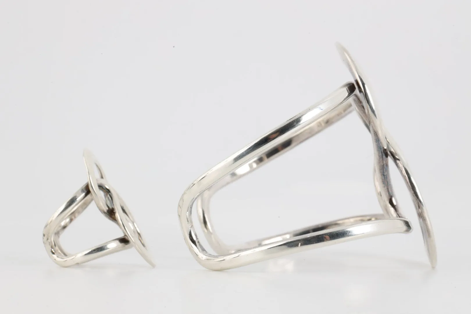 925 Silver Cuff Bracelet & Ring Set Size 7(60.22g.)