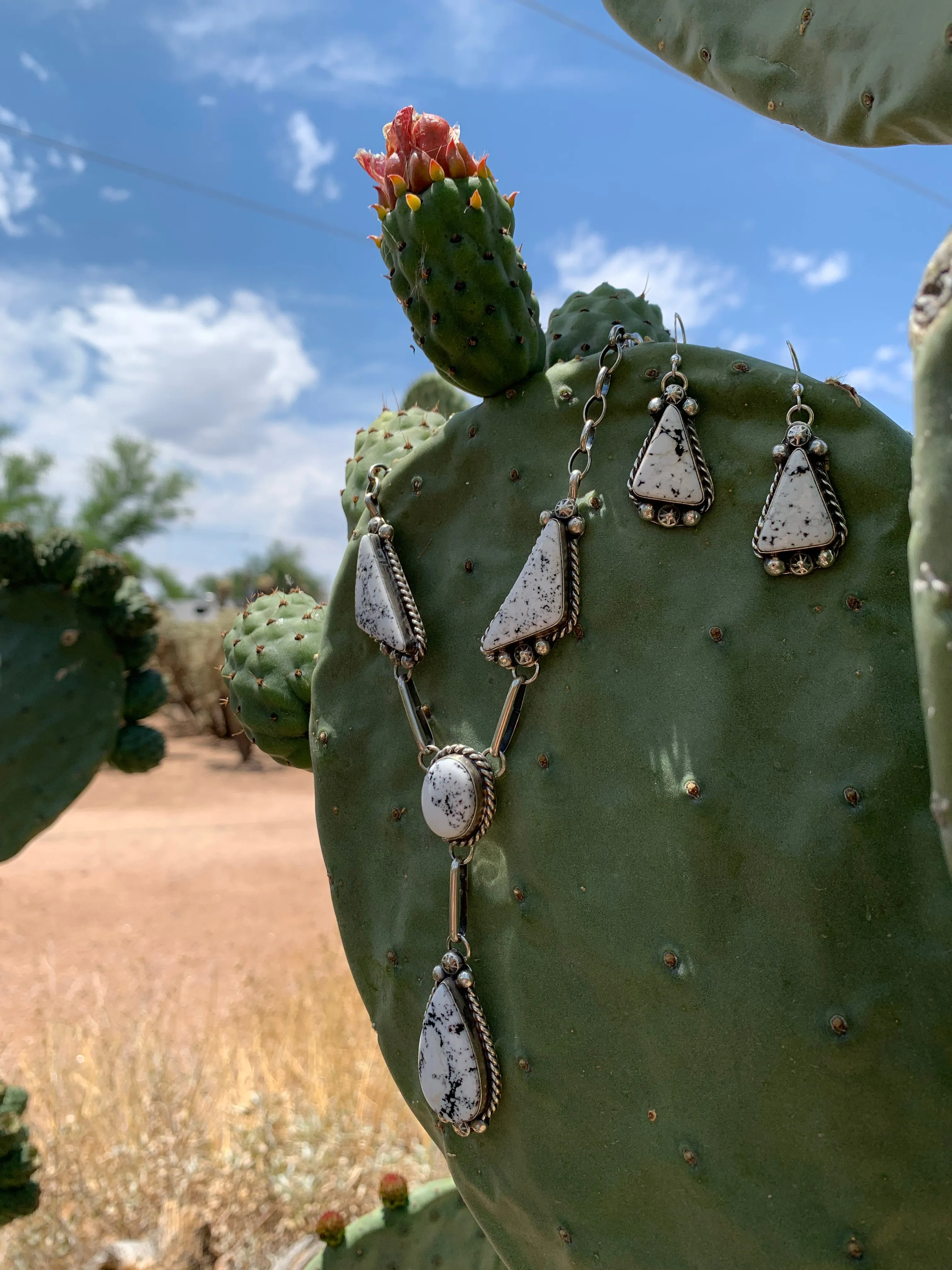 A White Buffalo Lariat necklace & earring set