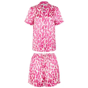 Accessorize London Women's Pink Leopard Print Satin Pyjama Set X Small