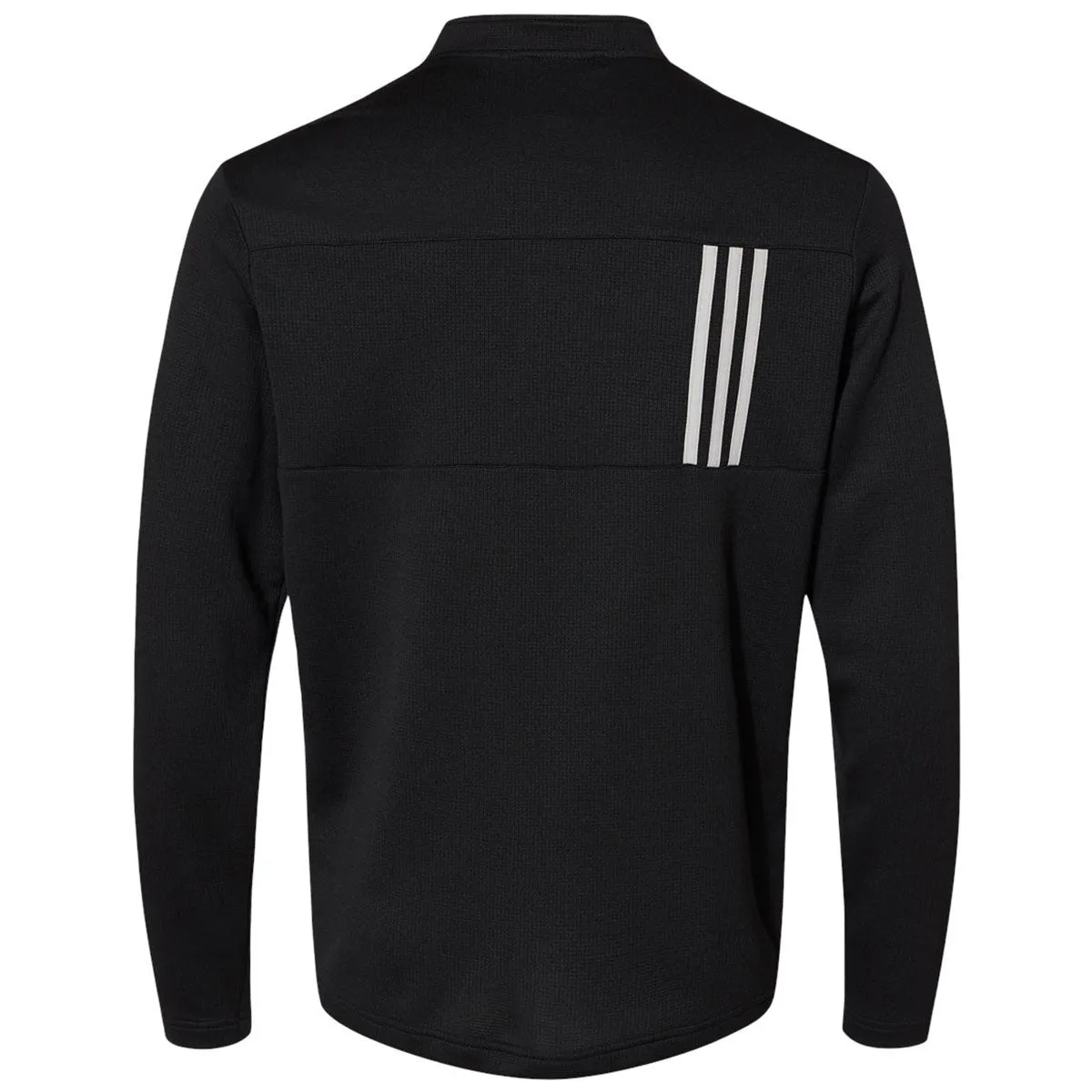 adidas Men's Black/Grey Two 3-Stripes Double Knit Quarter-Zip Pullover