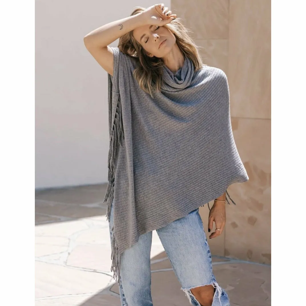 Alyn Soft Pullover Lovestitch Grey Fringe Sweater-SALE