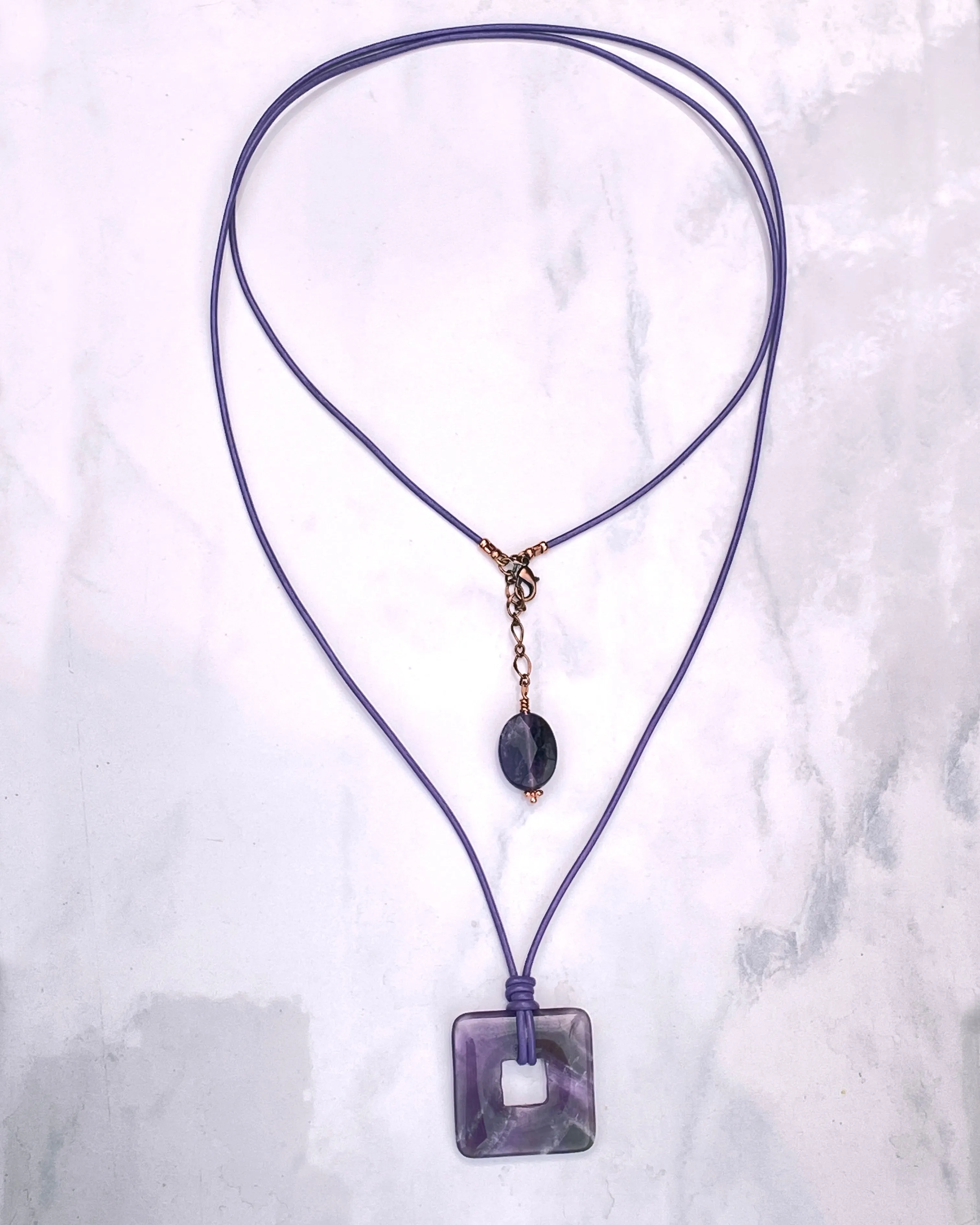 Amethyst gemstone Leather Necklace