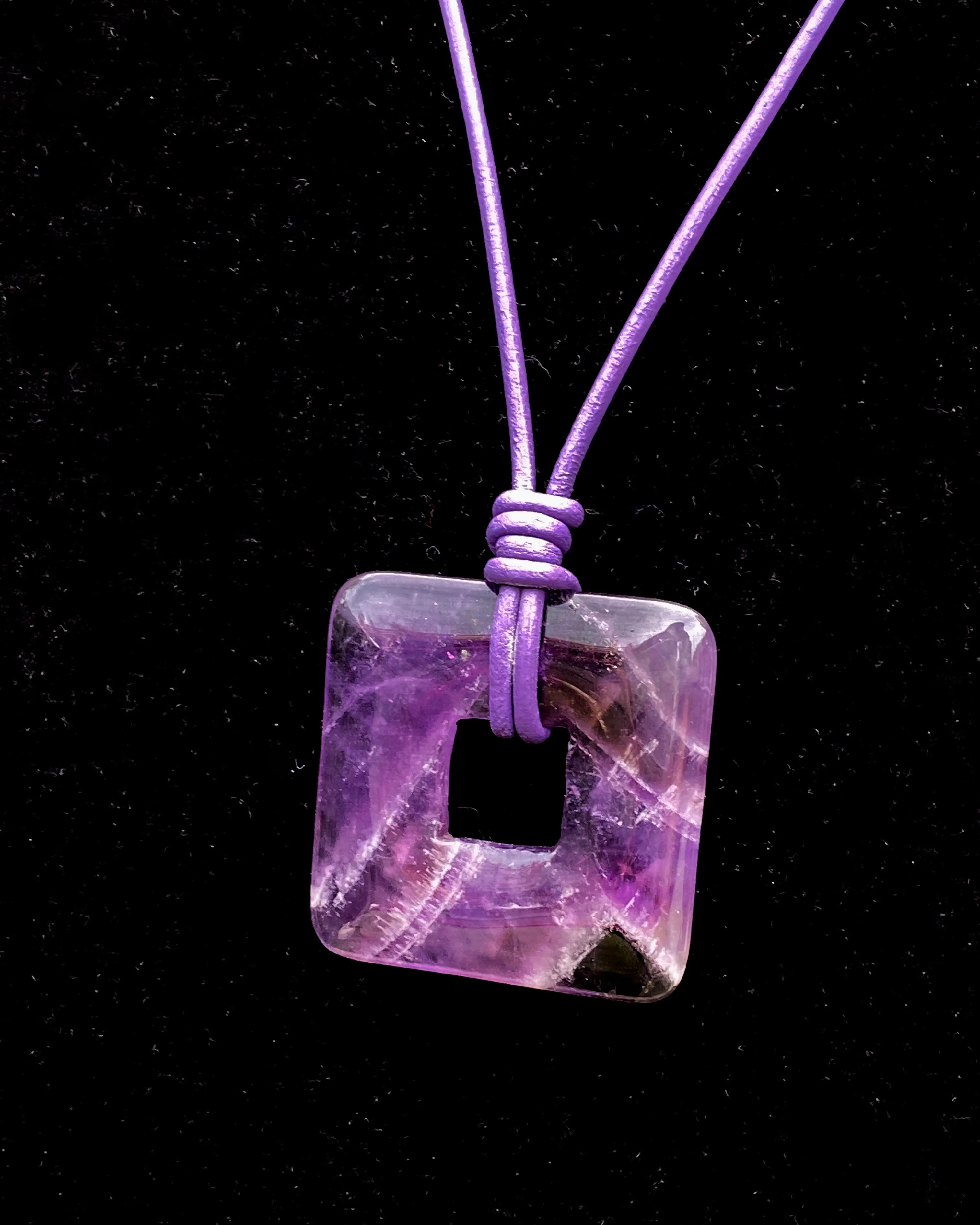 Amethyst gemstone Leather Necklace