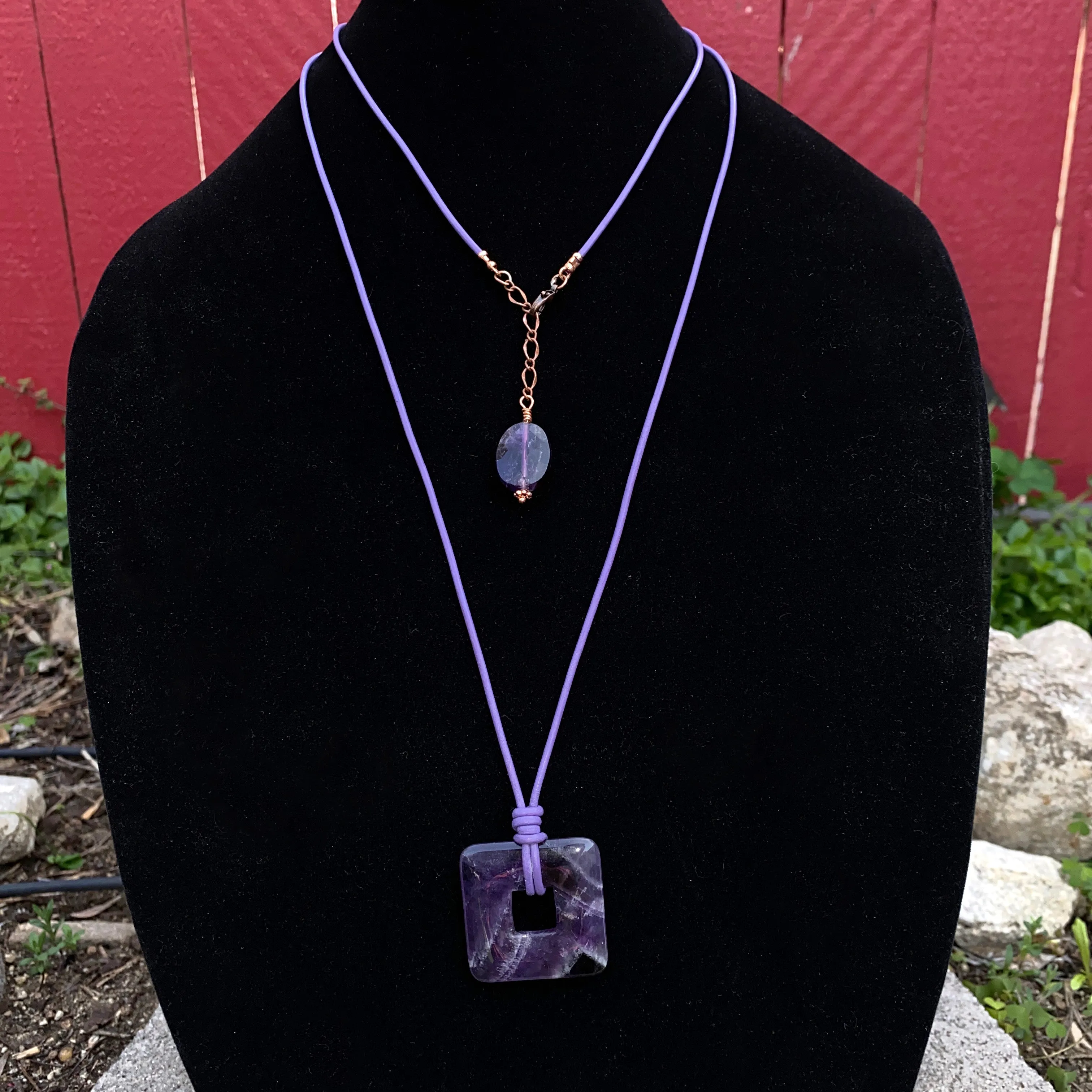 Amethyst gemstone Leather Necklace