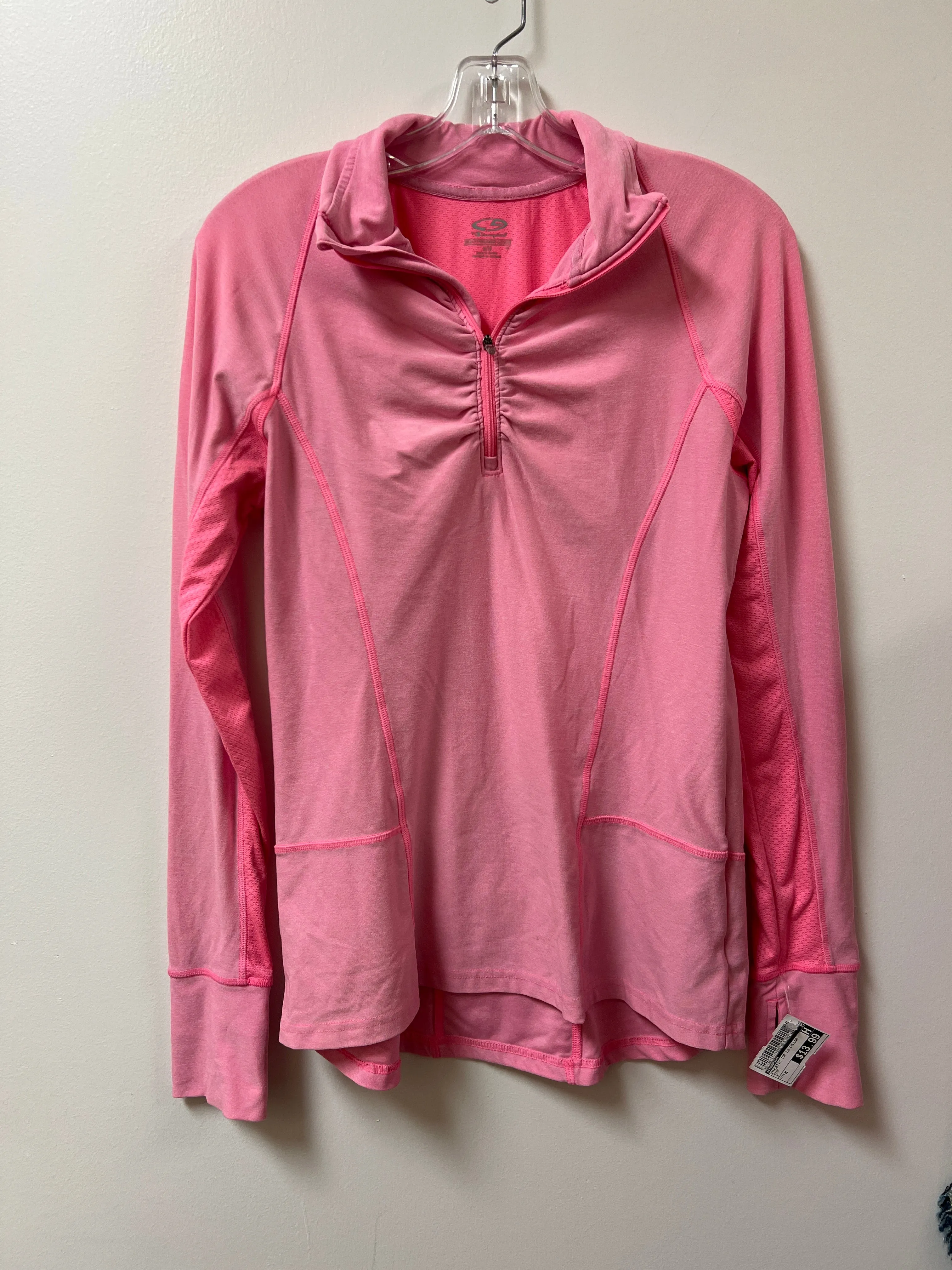 Athletic Top Long Sleeve Collar By Champion In Pink, Size: M