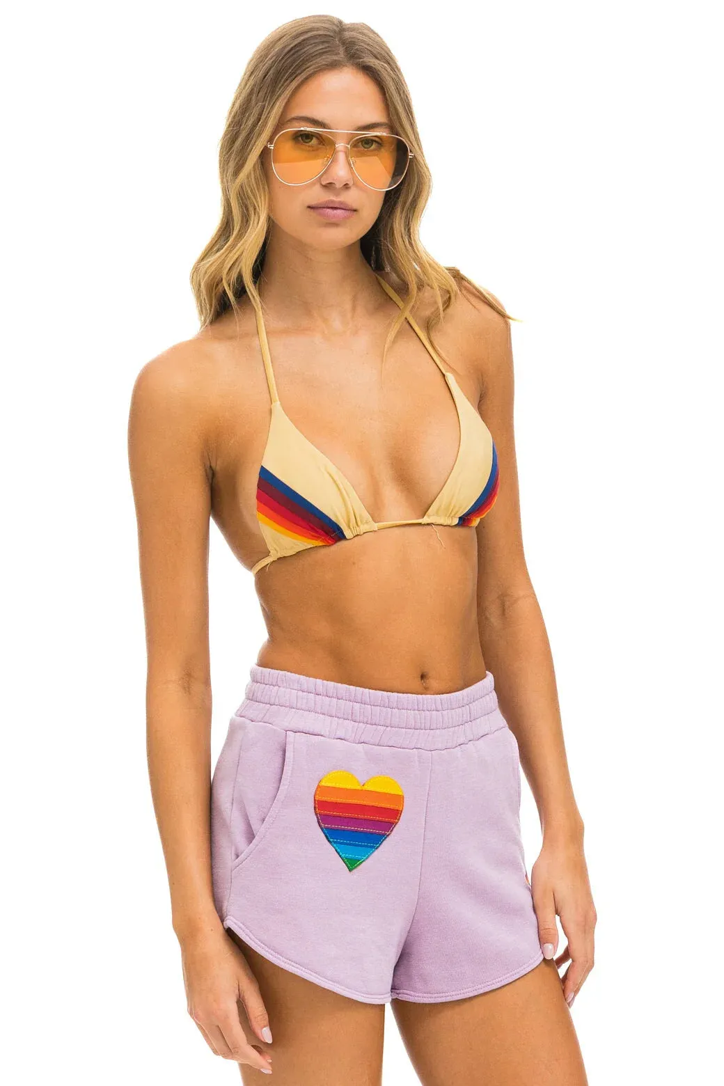 Aviator Nation RAINBOW HEART STITCH LOUNGER SHORT - MAUVE