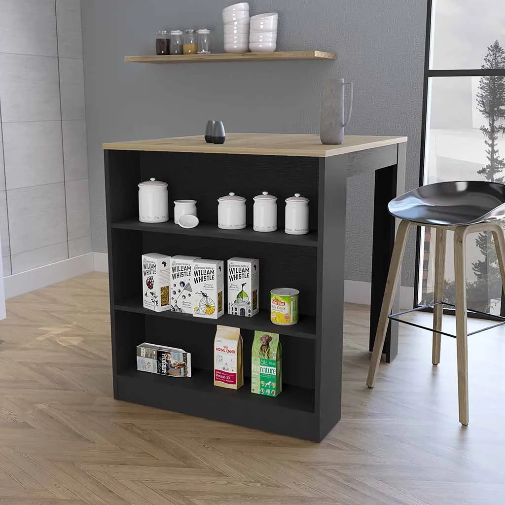 Black and Brown 36 Kitchen Island With Storage