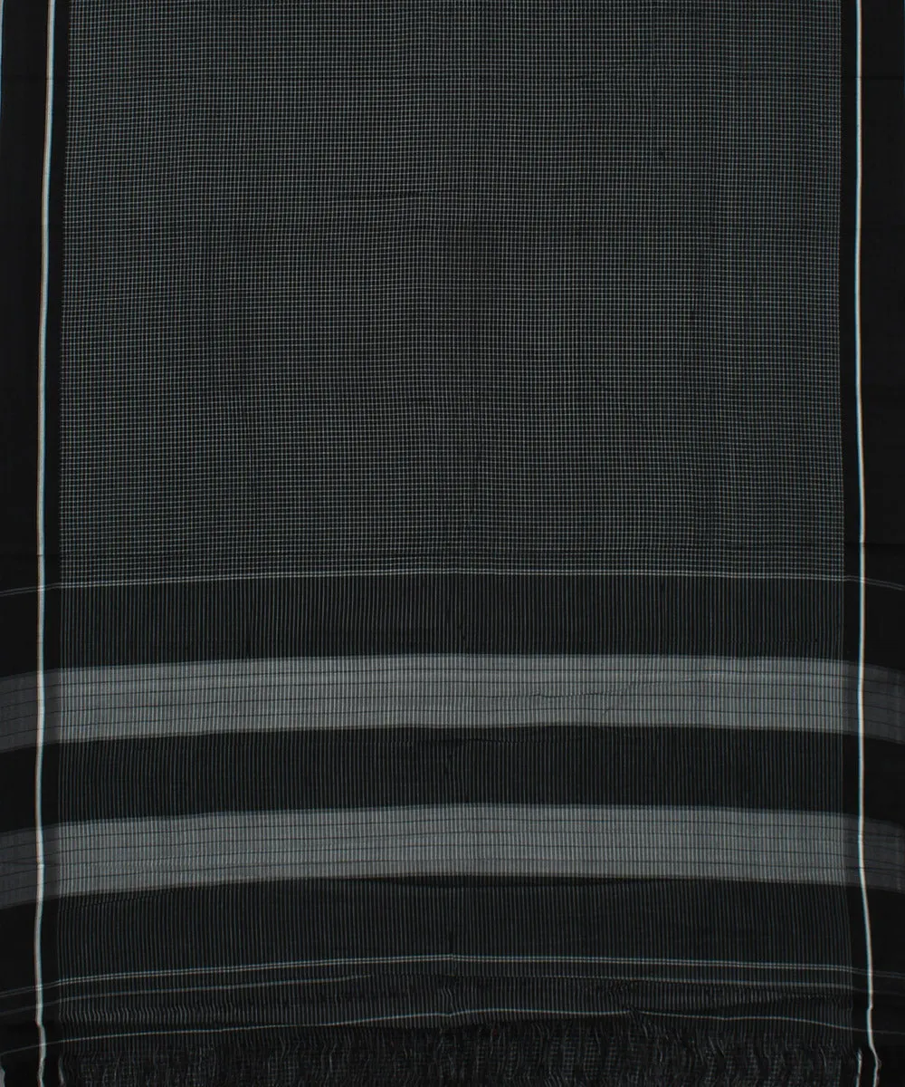 Black checks black border handwoven patteda anchu cotton saree