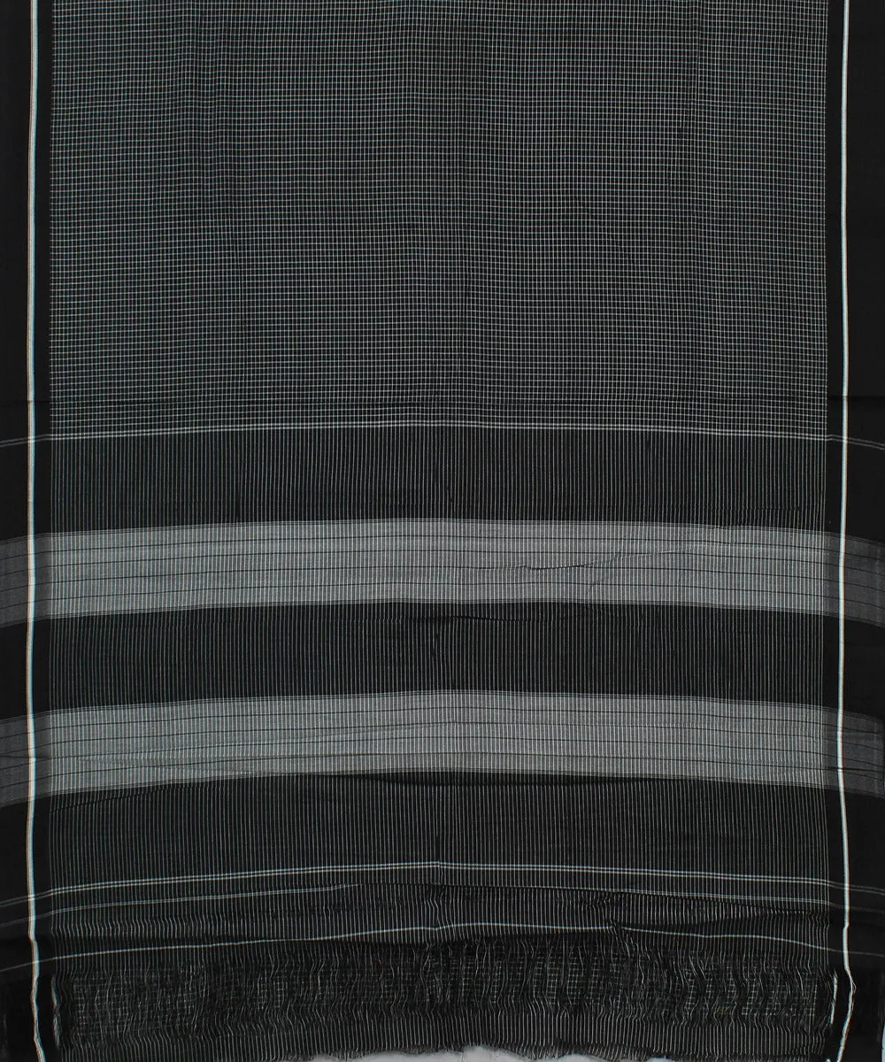 Black checks black border handwoven patteda anchu cotton saree