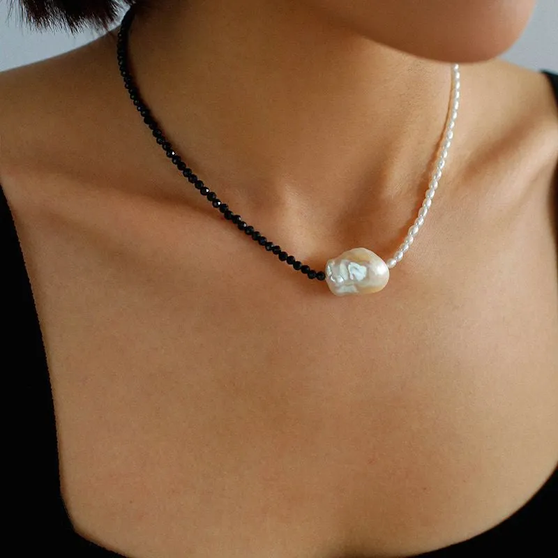 Black Gems Large Baroque Pearl Necklace