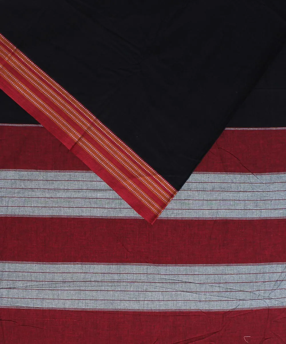 Black plain red gomi border handwoven ilkal cotton art silk saree