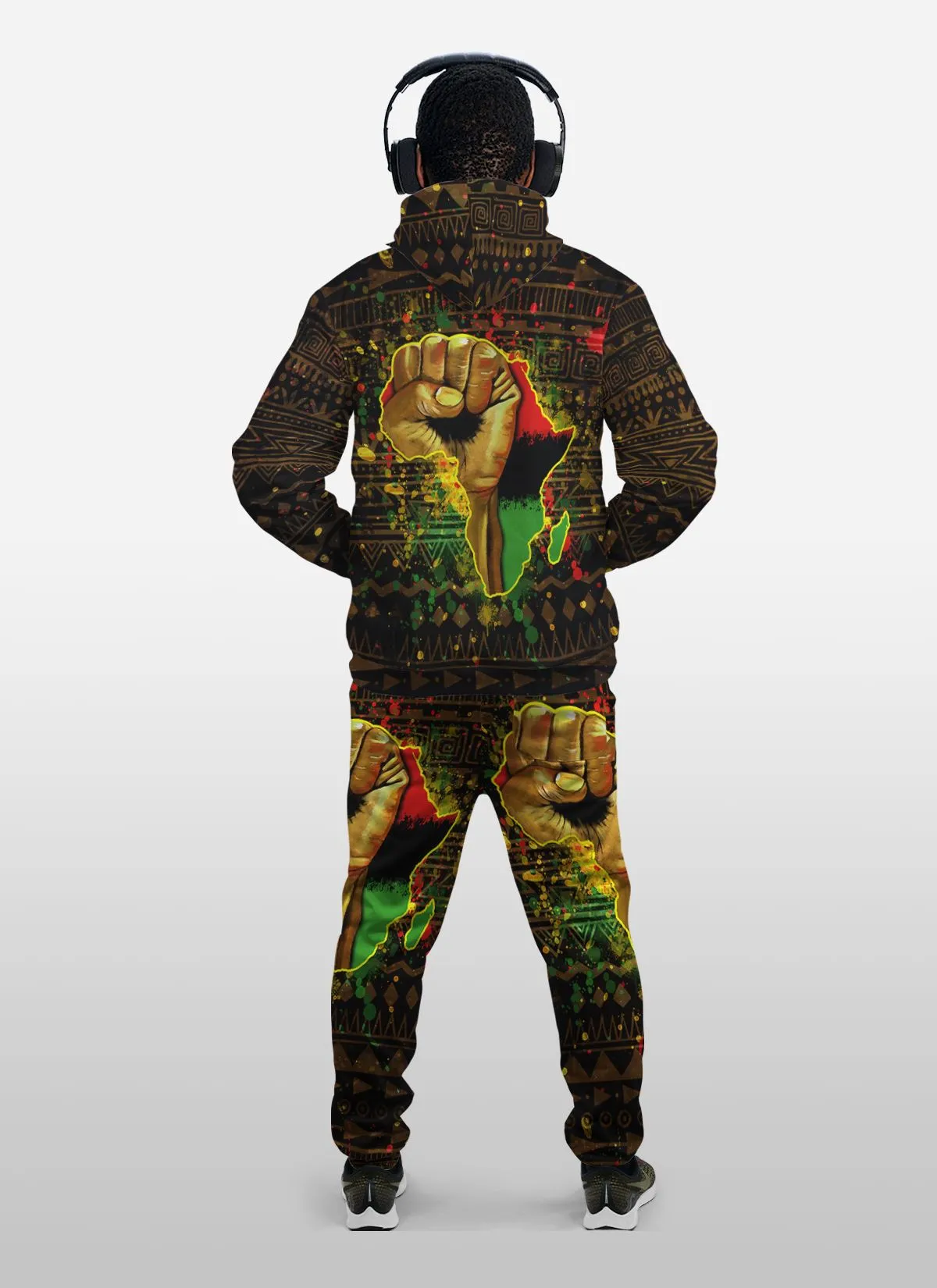 Black Power Fleece All-over Hoodie And Joggers Set