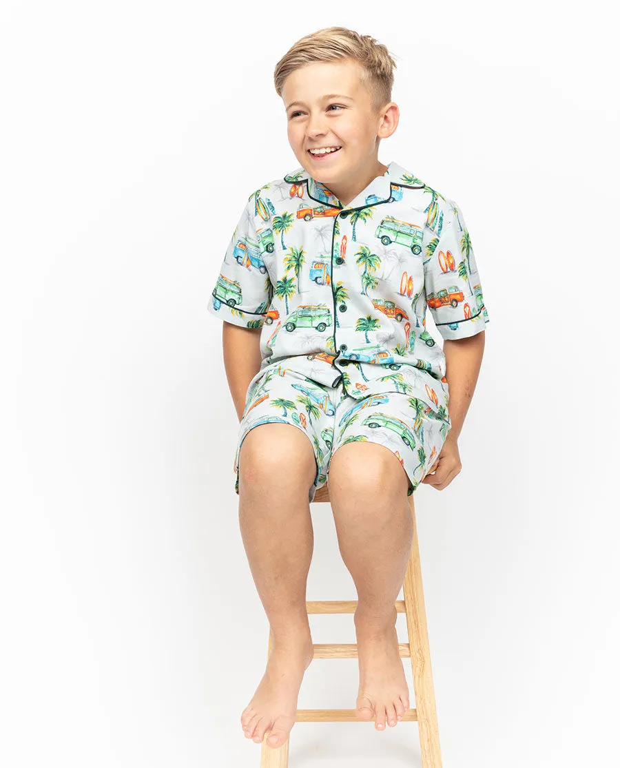 Bodhi Boys Grey Campervan Print Shorty Set