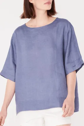 Boxy Linen Newport Blue Top