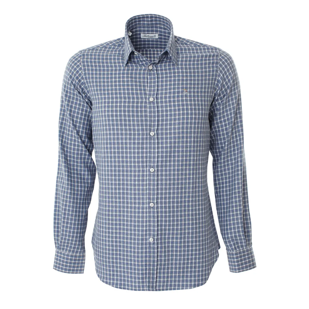 BRUSHED COTTON SHIRT BLUE CHECK