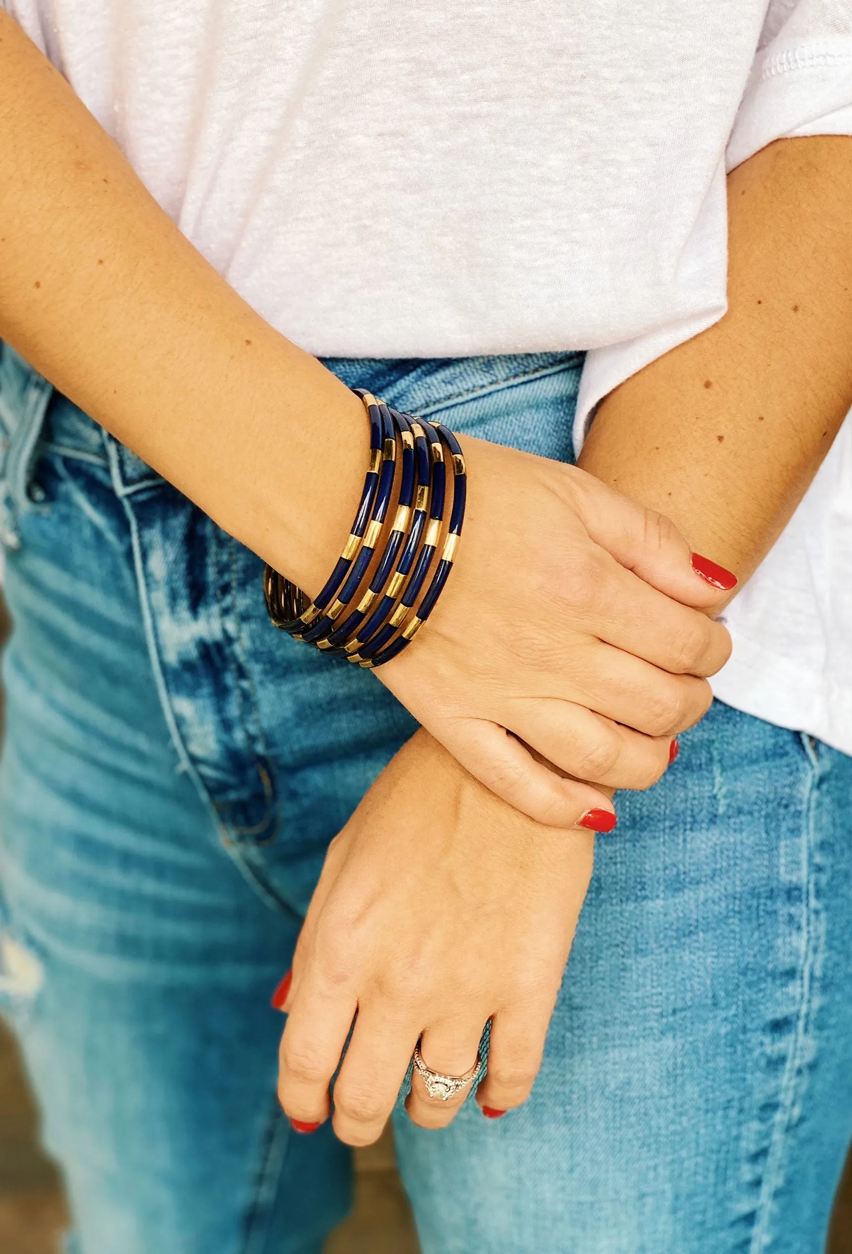 BUDHAGIRL Veda Bracelet Set in Navy