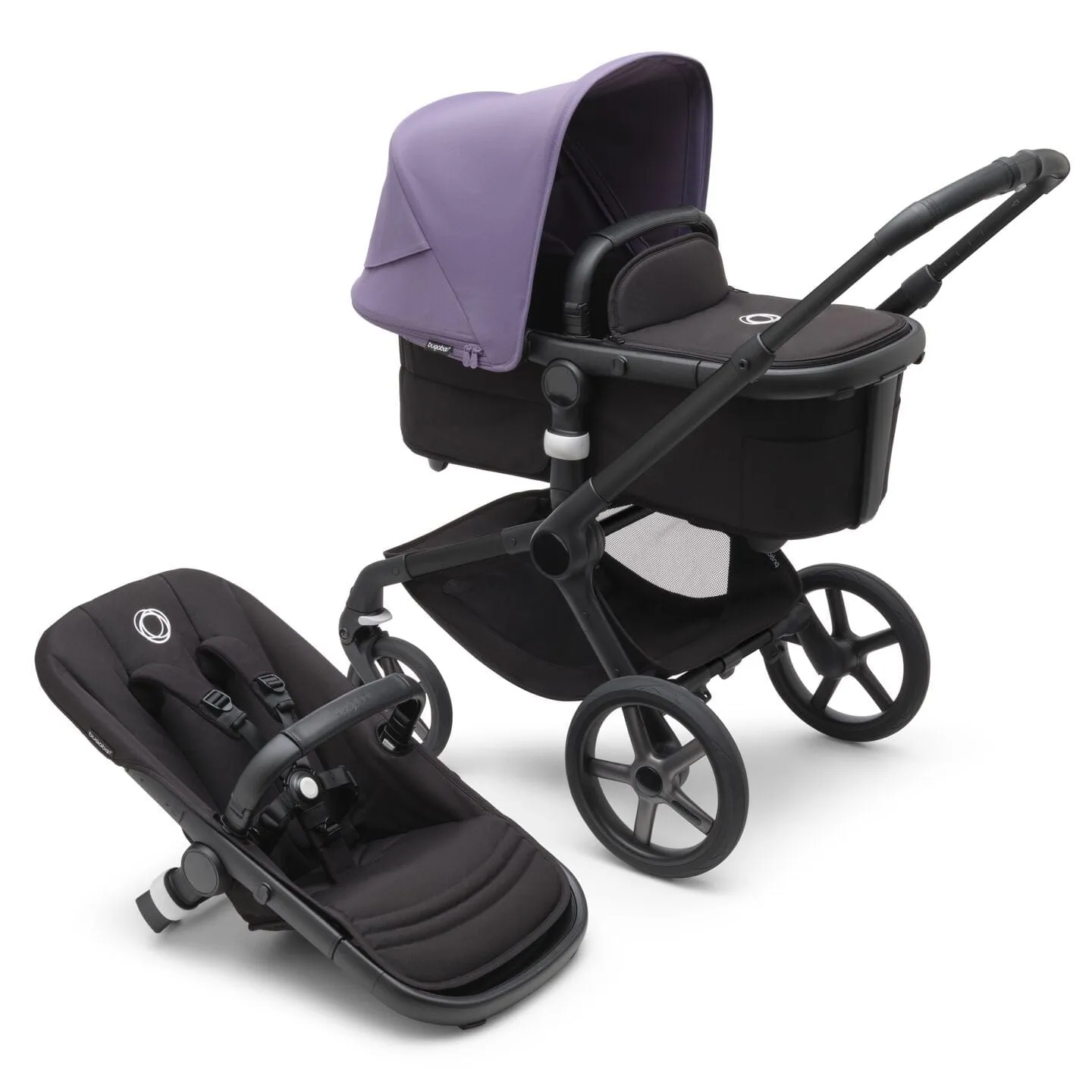 Bugaboo Fox 5, Pebble 360 PRO and Base Travel System - Black/Midnight Black/Astro Purple