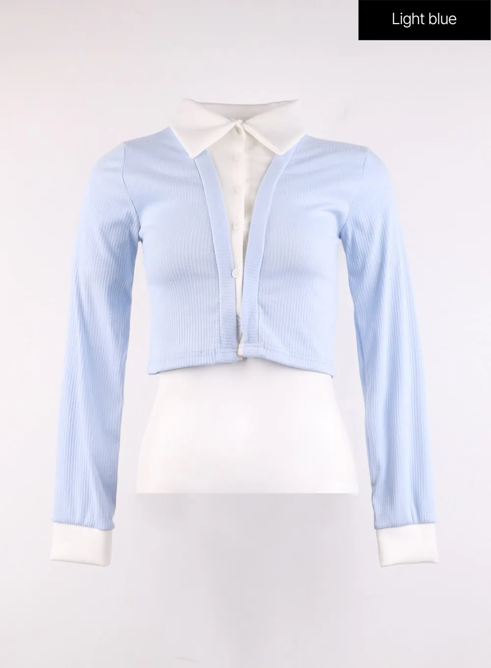 Buttoned Collar Crop Long Sleeve OJ429