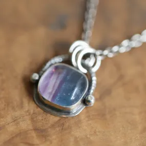 Chelsea Necklace  - Rainbow Fluorite Pendant - Silversmith - Purple and Green Fluorite Pendant