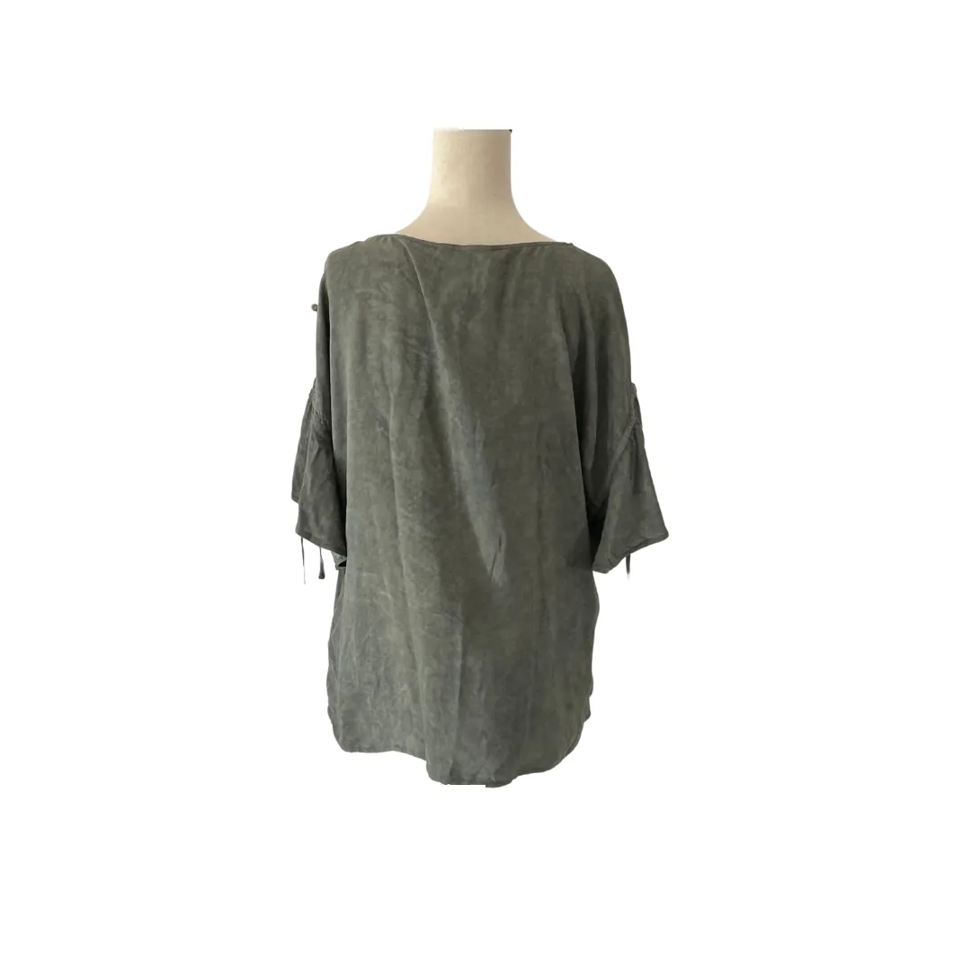 Christopher & Banks Moss Green Short-sleeves Blouse | Like New |