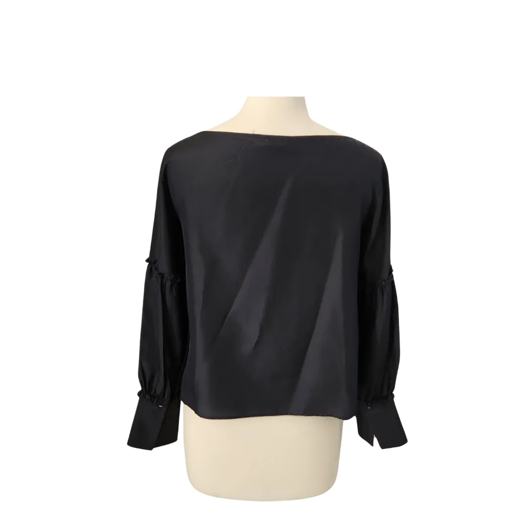 Club Monaco Black 100% Silk Blouse | Pre Loved |