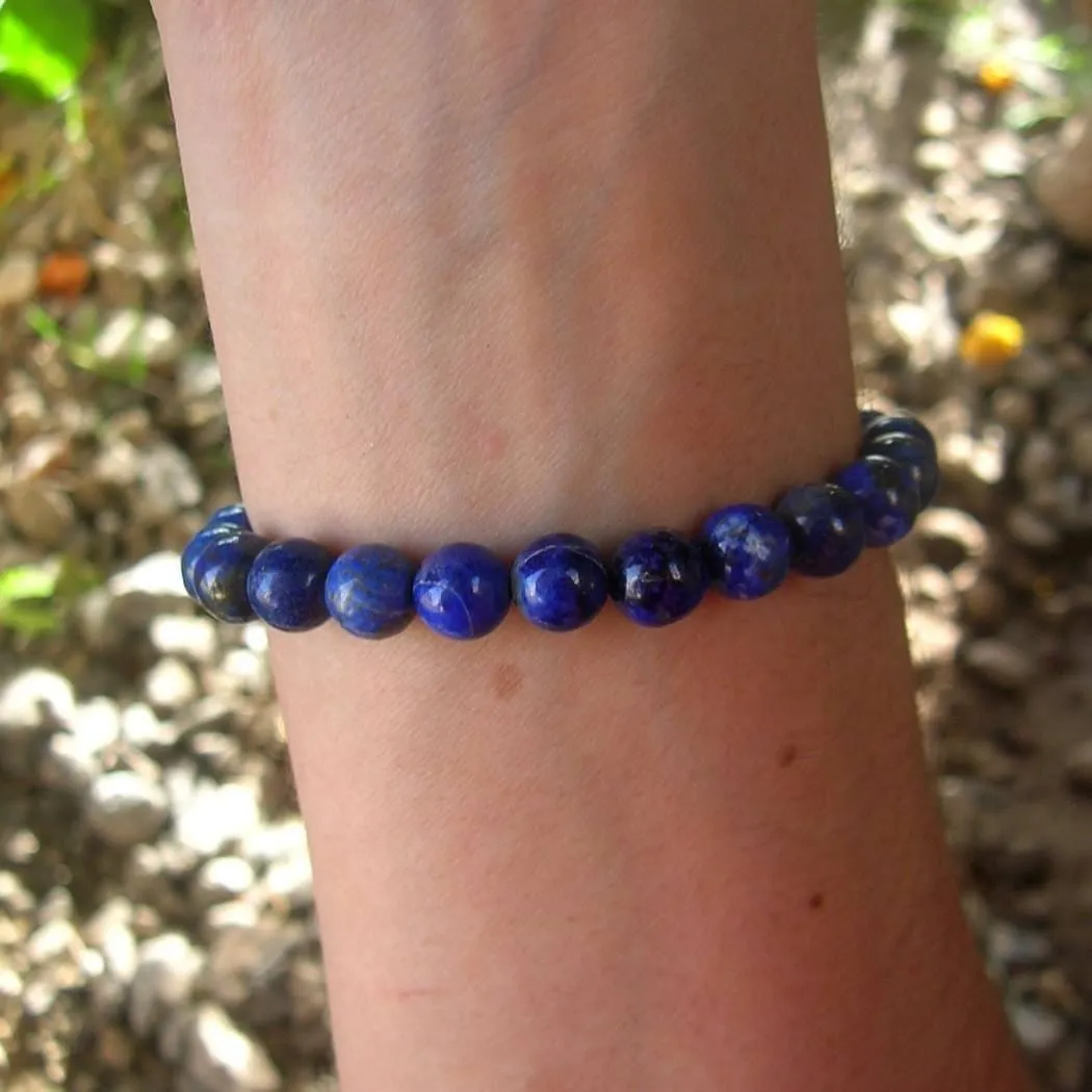 Compassion - Sixth Chakra, Genuine Lapis Lazuli Gemstone Mala Bracelet