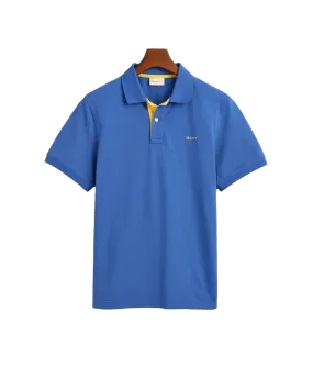 Contrast Piqué Polo Shirt - Blue