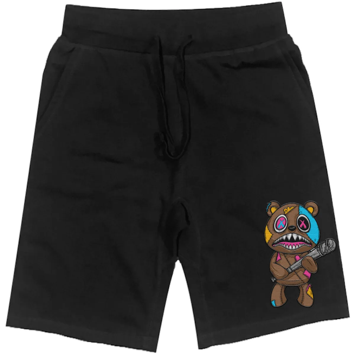 CRAZY RUTHLESS BAWS : Black Cotton Terry Fleece Shorts