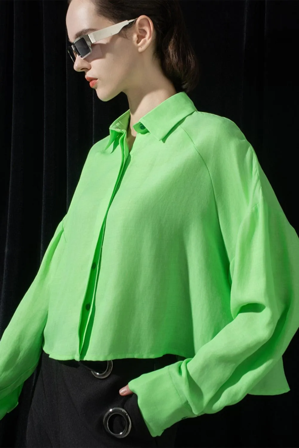 Deborah Straight Leg Of Mutton Sleeved Organza Shirt