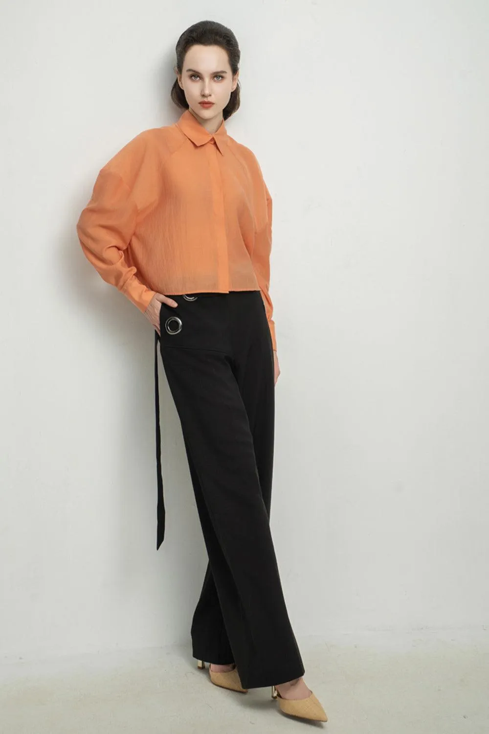 Deborah Straight Leg Of Mutton Sleeved Organza Shirt