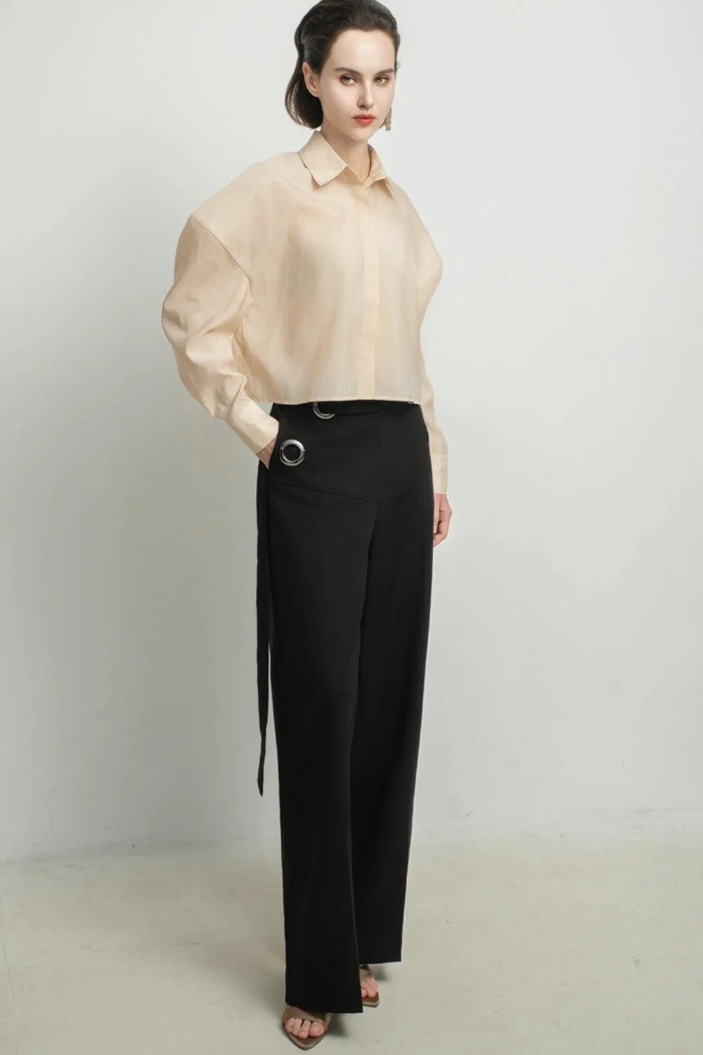 Deborah Straight Leg Of Mutton Sleeved Organza Shirt