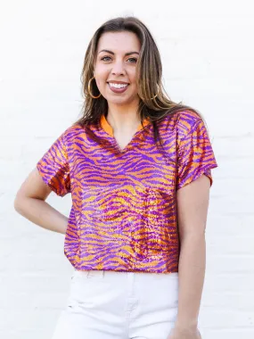 Diane Top | Tiger Stripe Orange   Purple