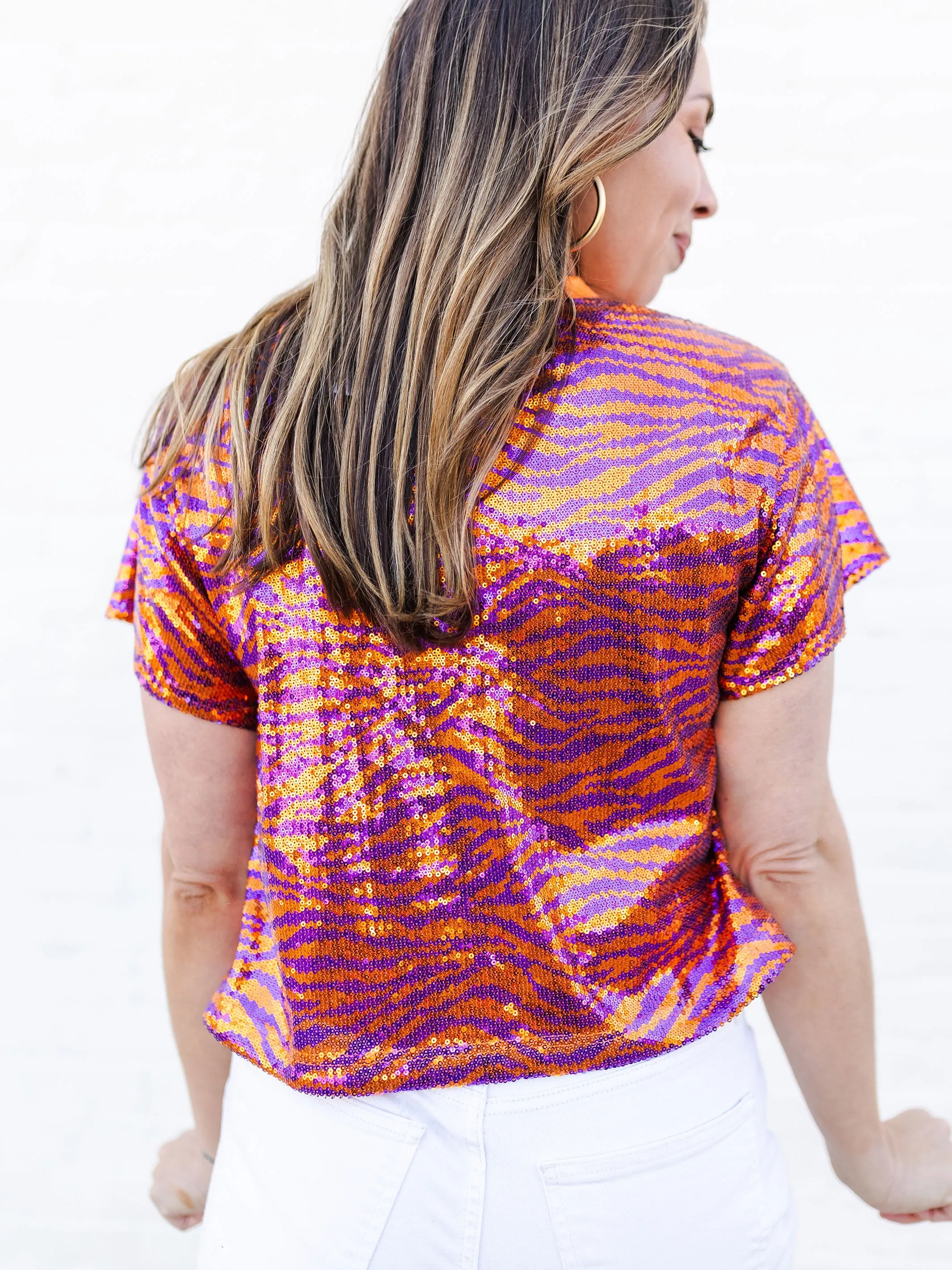 Diane Top | Tiger Stripe Orange   Purple