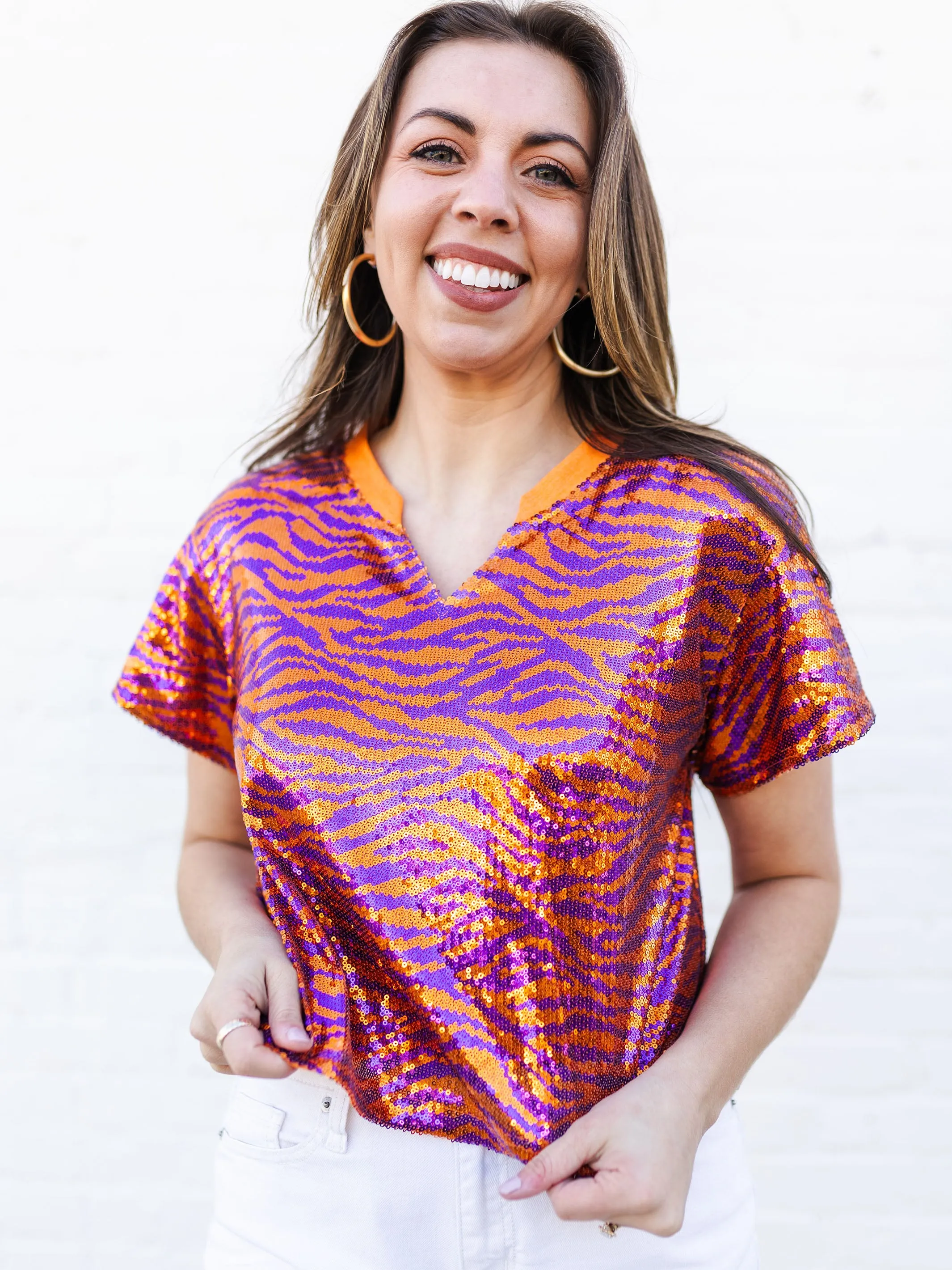 Diane Top | Tiger Stripe Orange   Purple