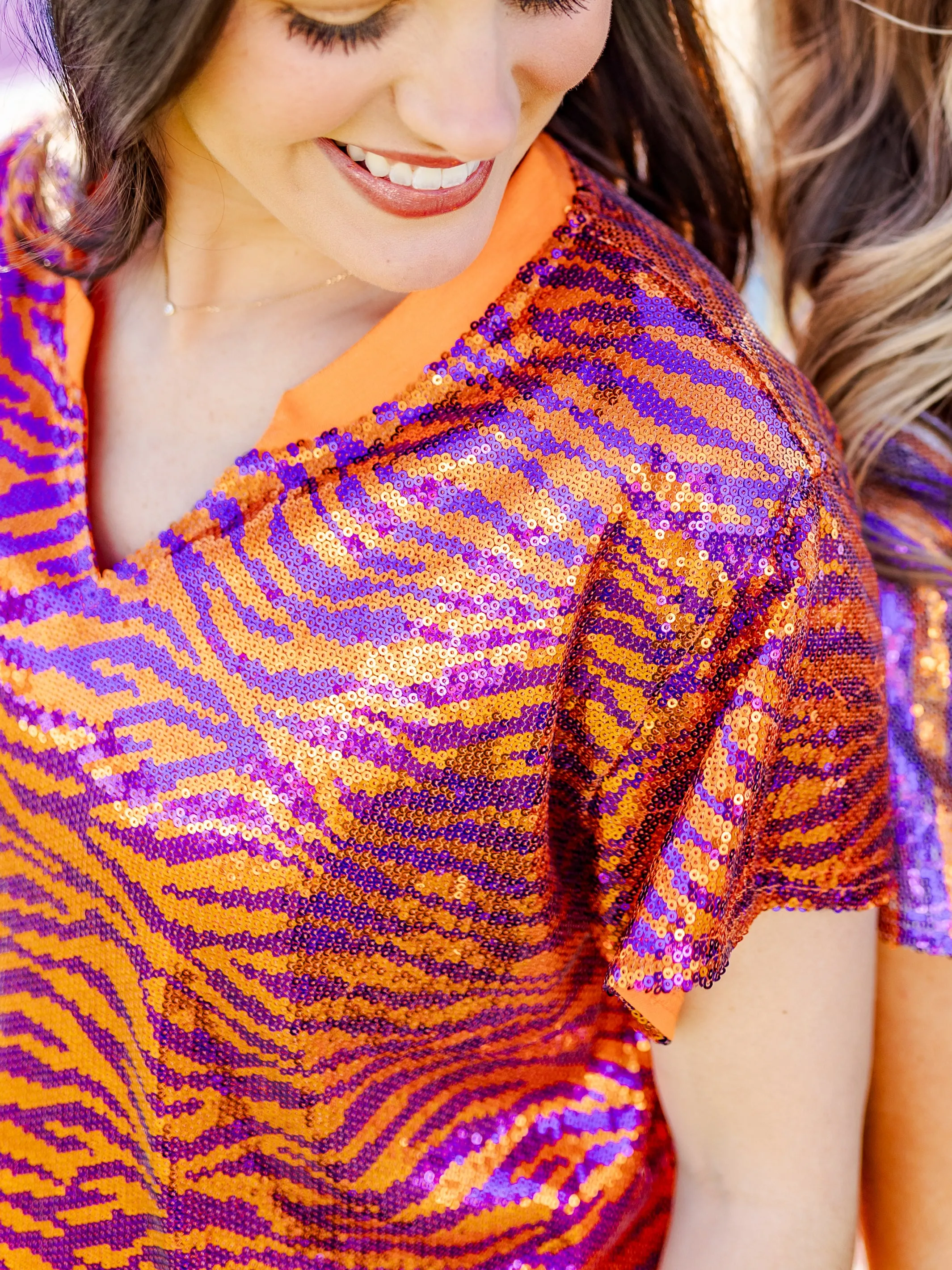 Diane Top | Tiger Stripe Orange   Purple