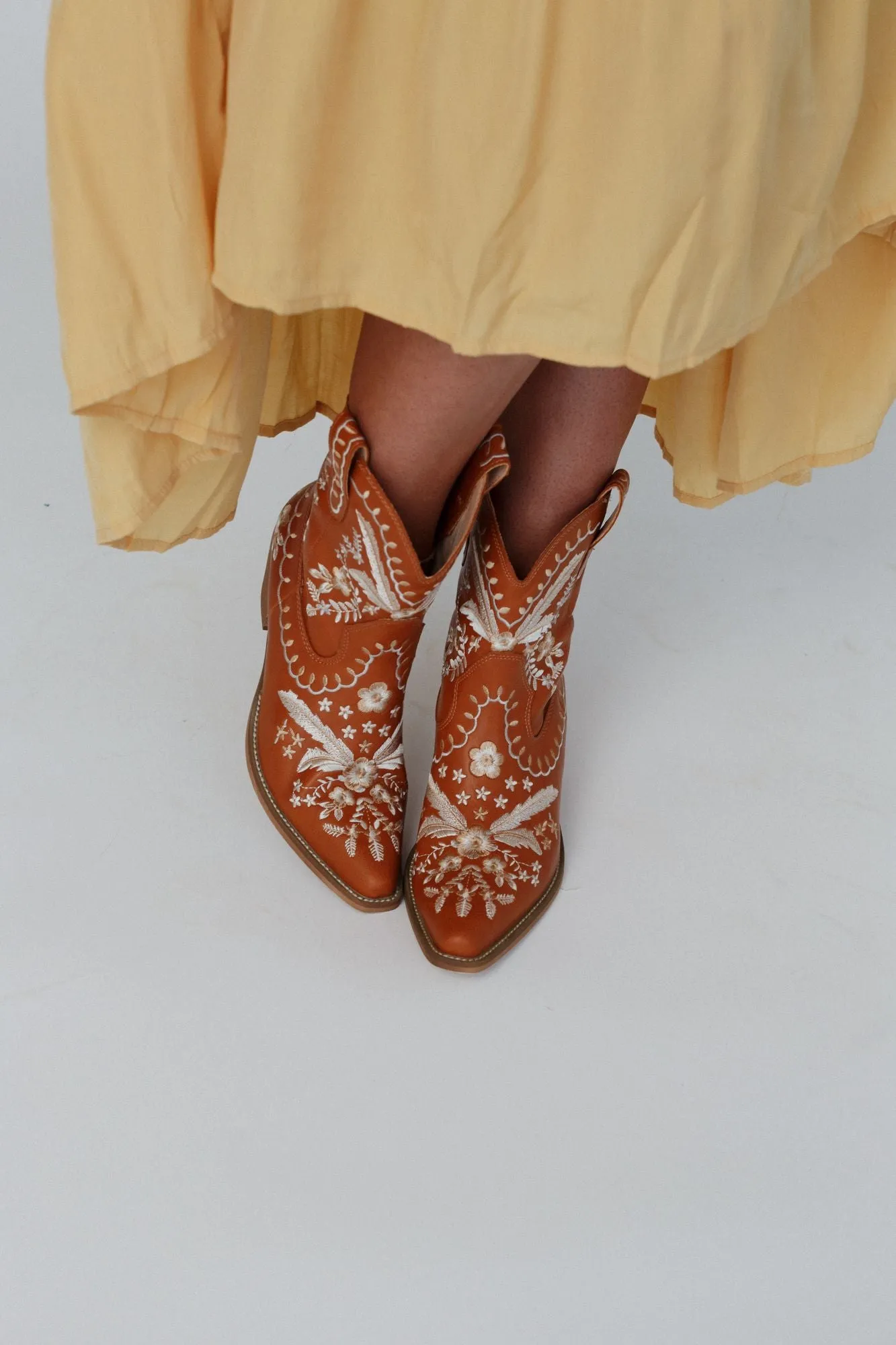 Dolly Embroidered Cowboy Boot - Camel