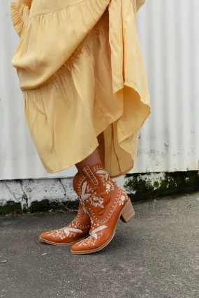 Dolly Embroidered Cowboy Boot - Camel