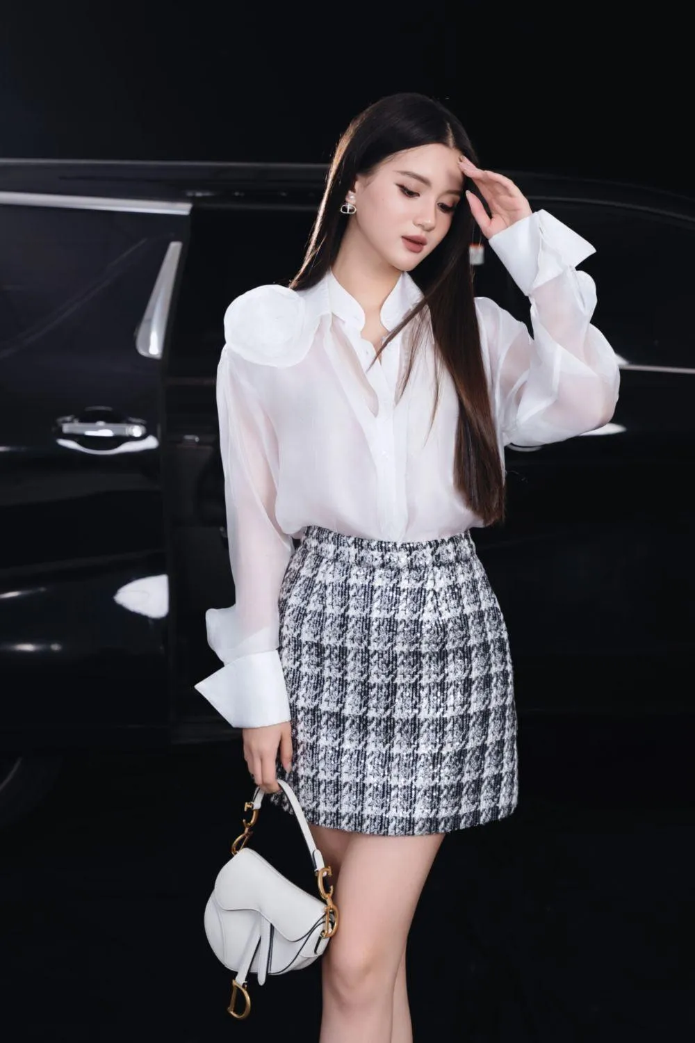 Eimy A-line High Waist Tweed Mini Skirt