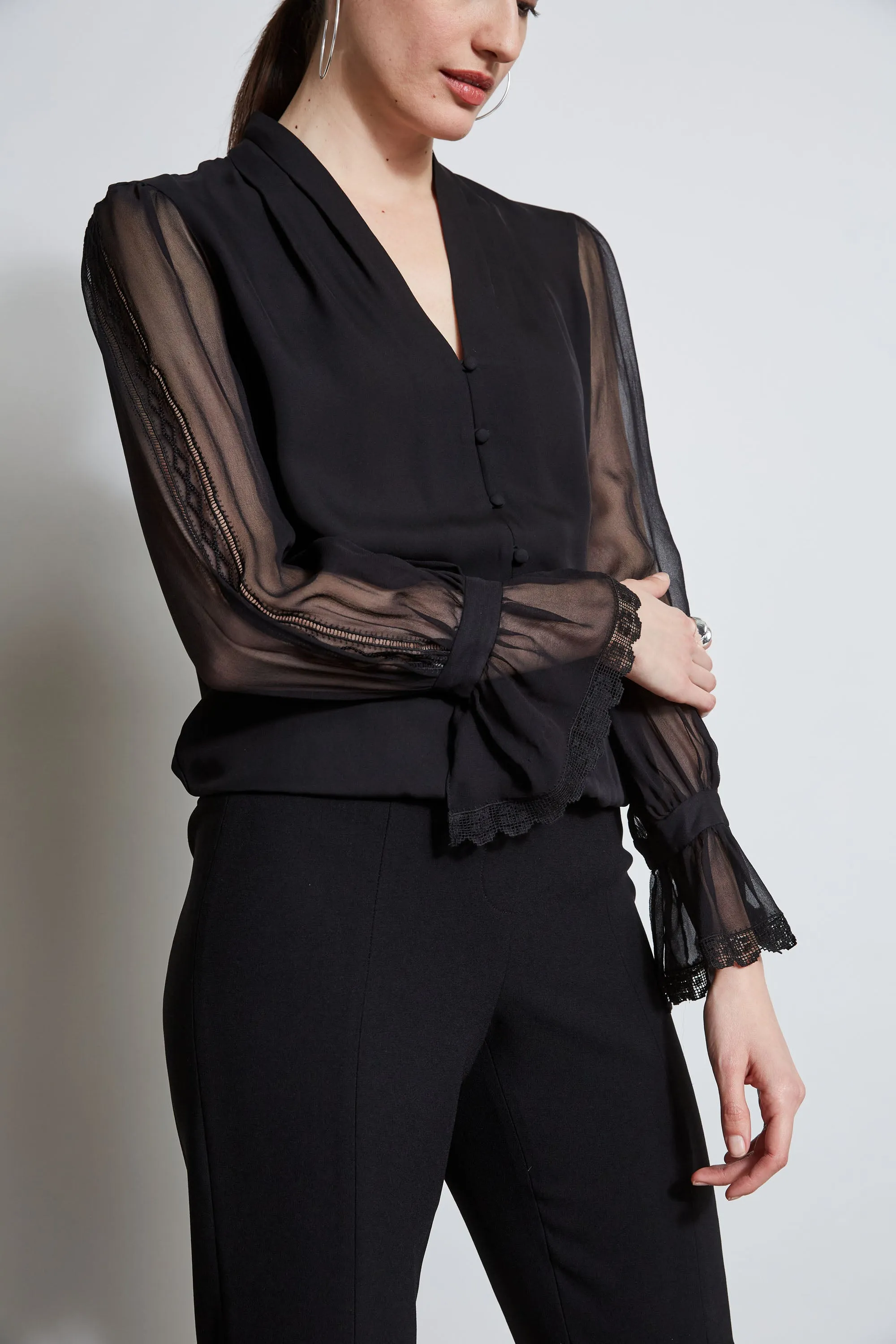 Embroidered Sleeve Blouson Shirt