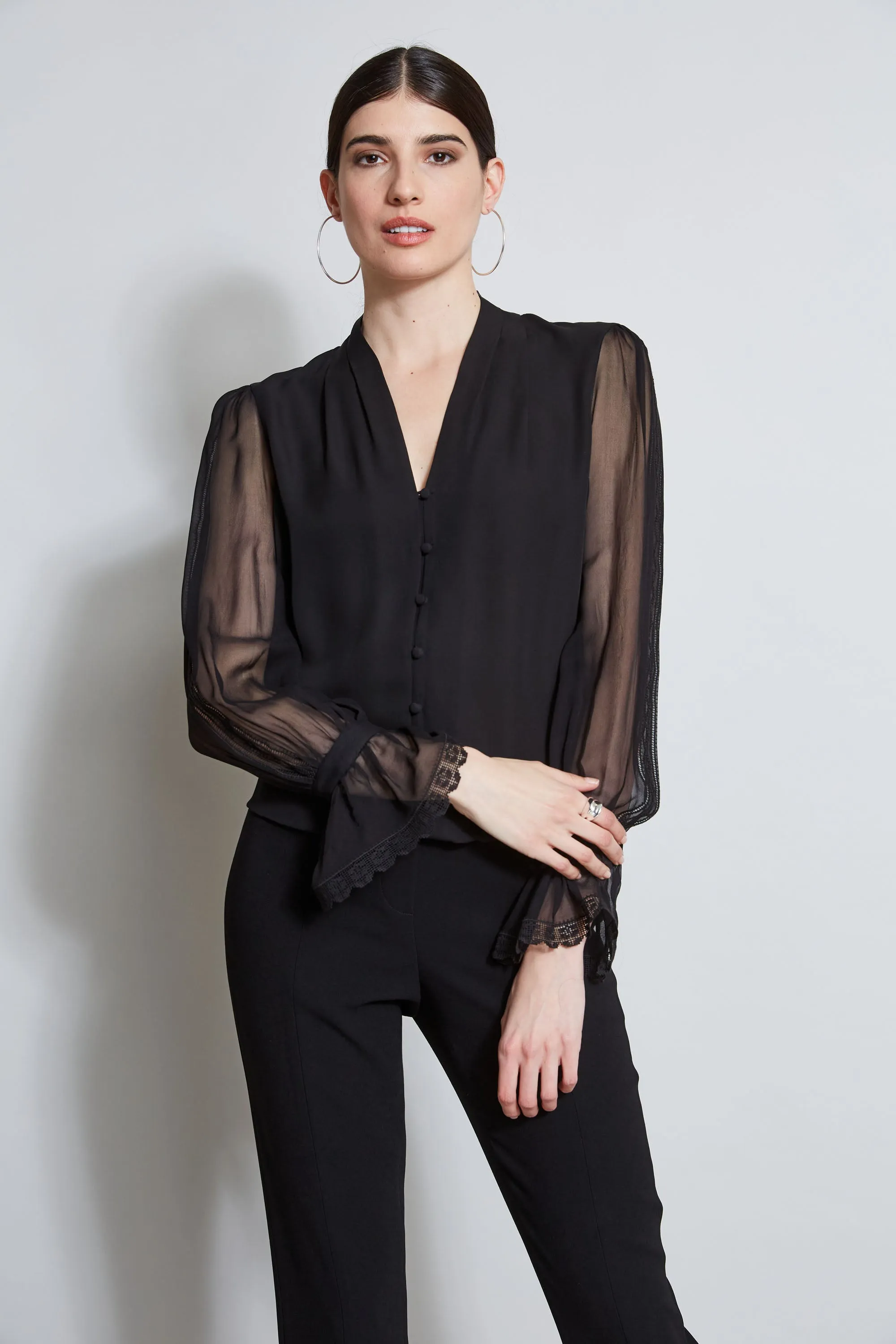 Embroidered Sleeve Blouson Shirt