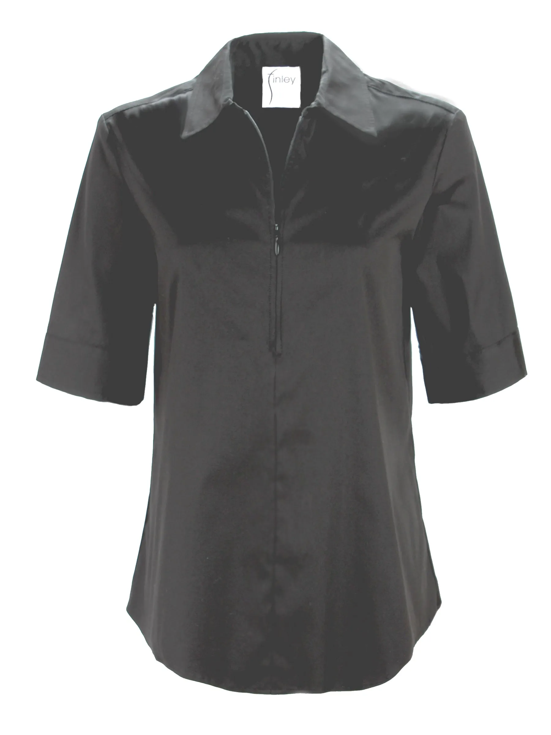 Endora Short Sleeve 1/2 Zip Shirt Black